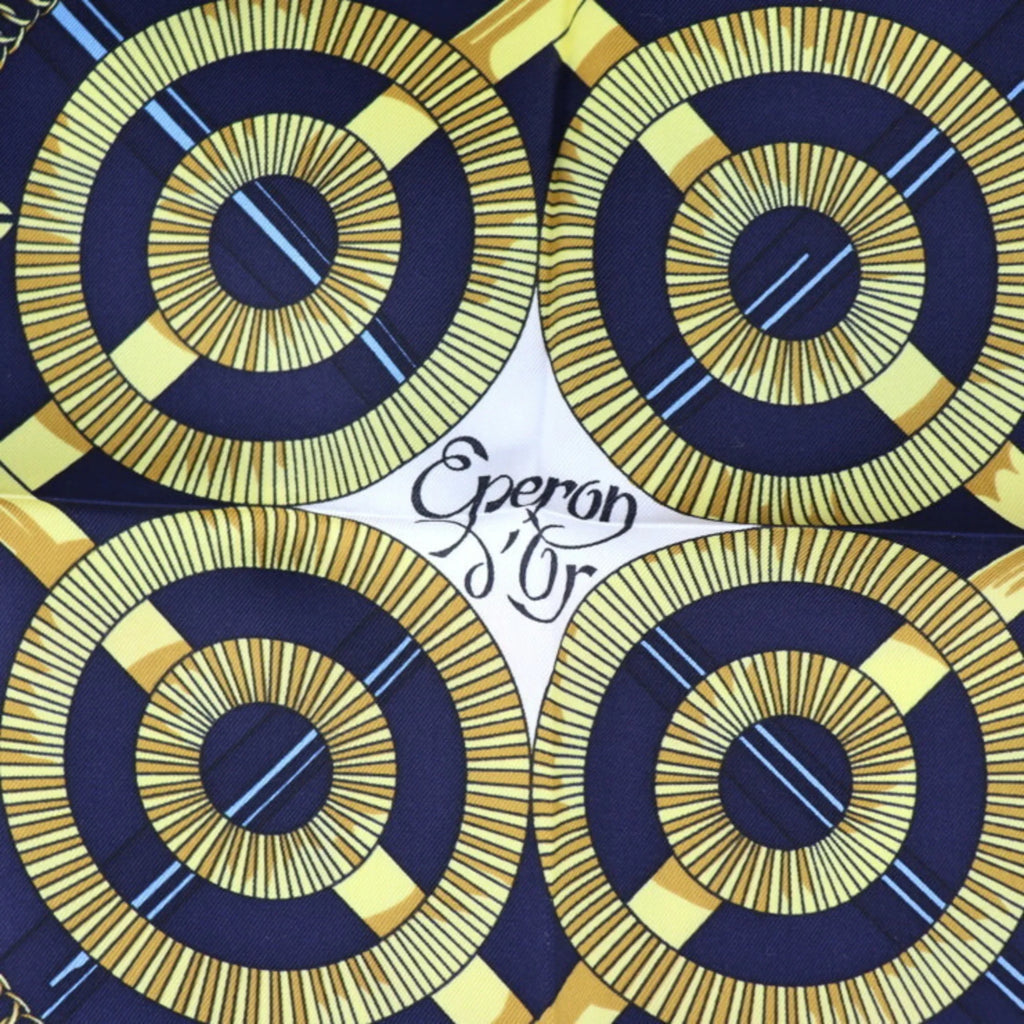 Spurs d’or (Like Carre90 Scarf Blue Eperon Pre-Owned Multicolor Silk Golden New) HERMES