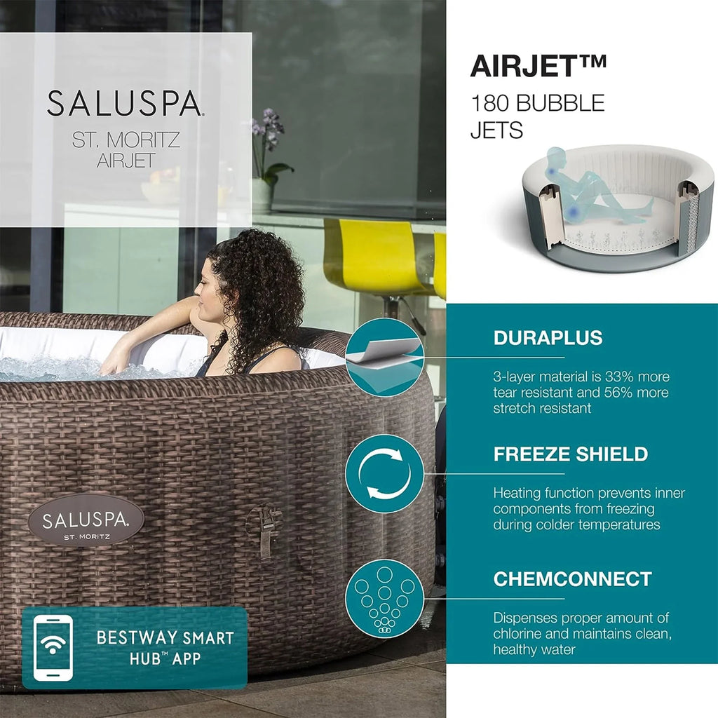 Pillows Tub Headrest Hot & Spa 4 Seat SaluSpa w/Set Bestway of St 4 Moritz