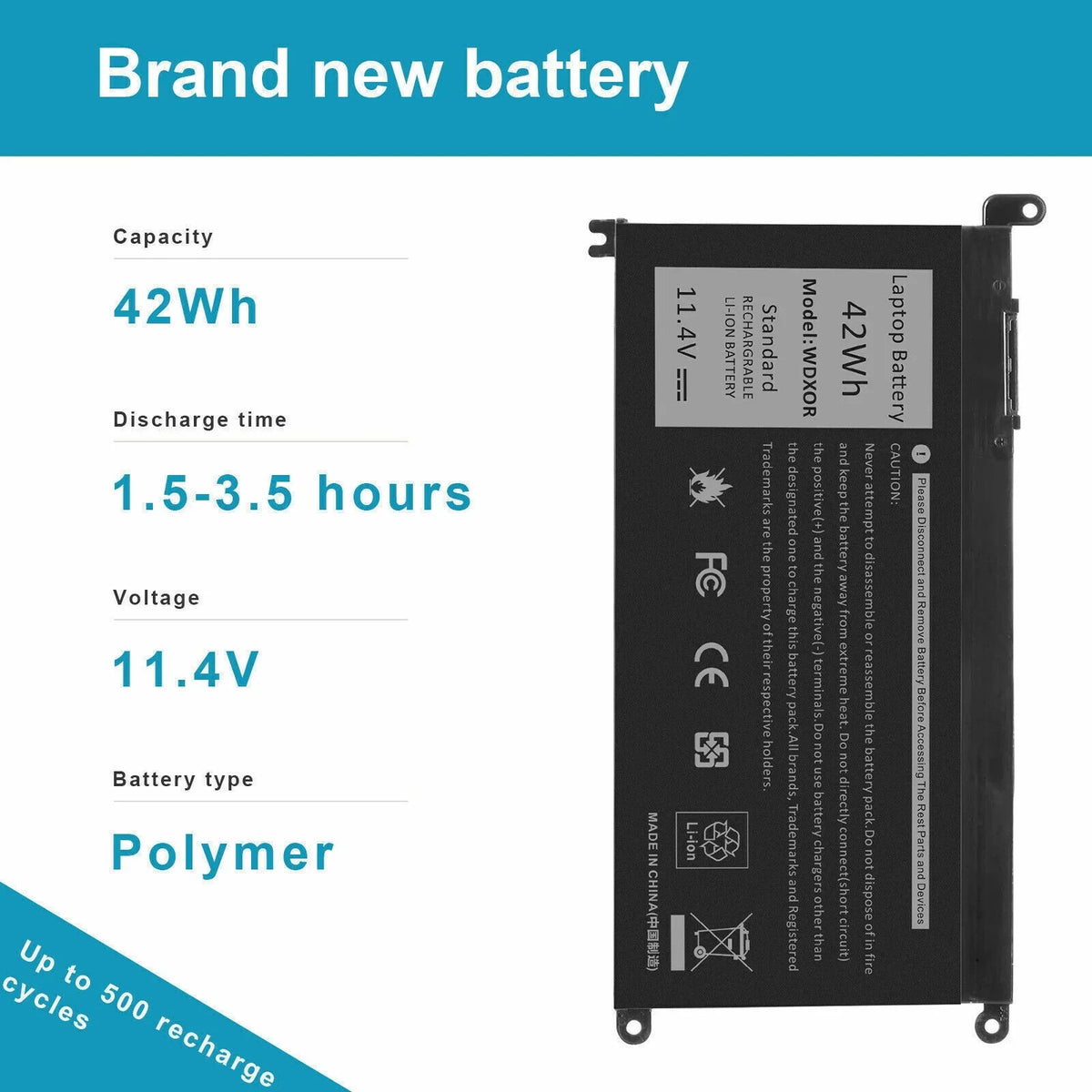 Battery WDX0R 0FC92N WDXOR For 0WDX0R,FC92N Dell