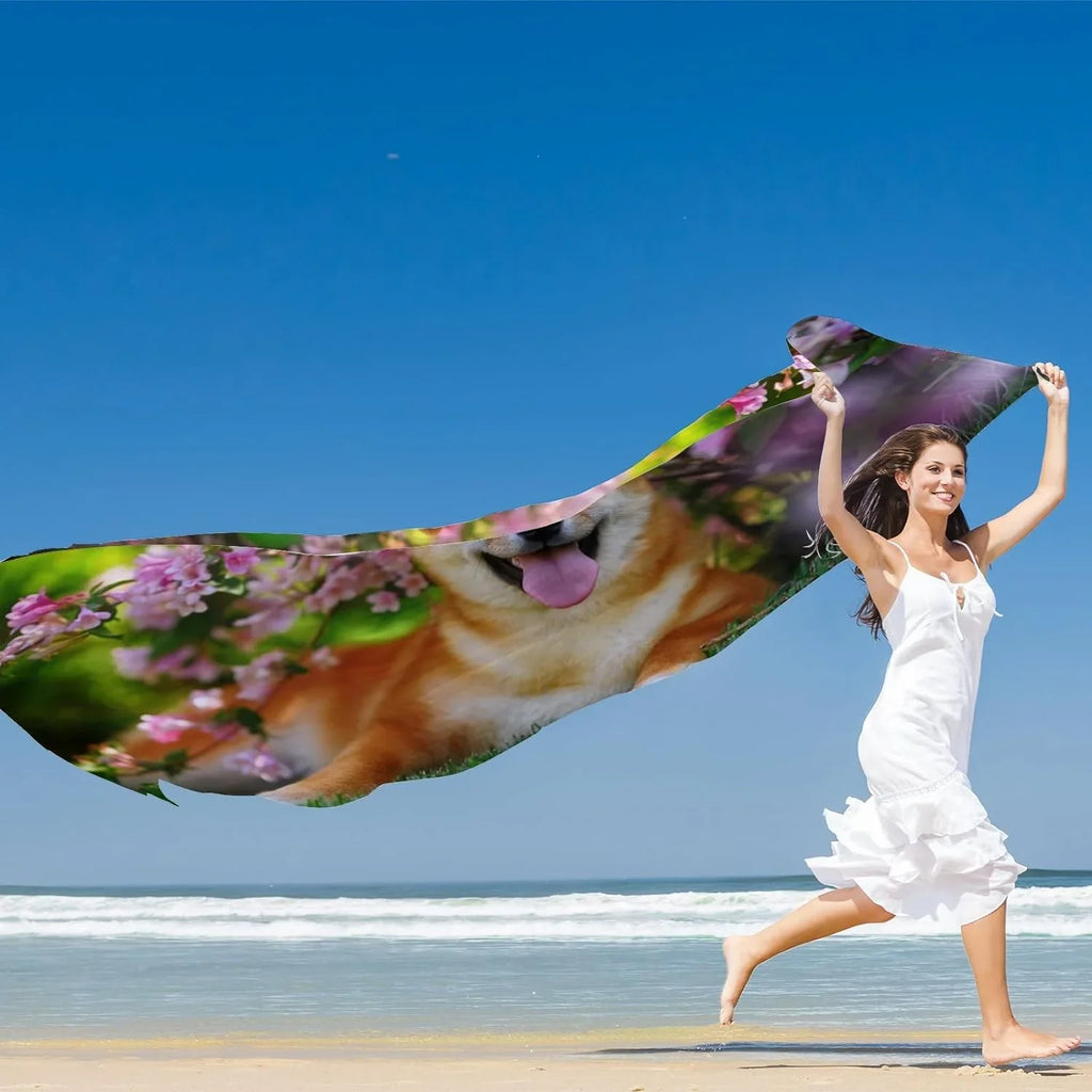 Women Neck Girls Flowers Silk Lying Wrap Hyjoy Scarves Long Lightweight for Scarf Shawl Dog In