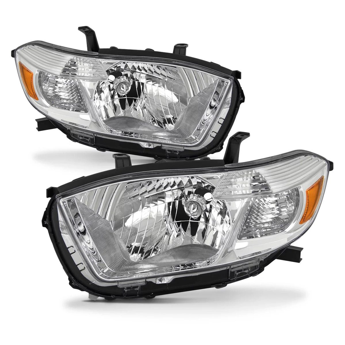 Left+Right Fits Chrome Replacement - [Halogen 2008 highlander Pair Type] 2009 AKKON Toyota Headlights 2010