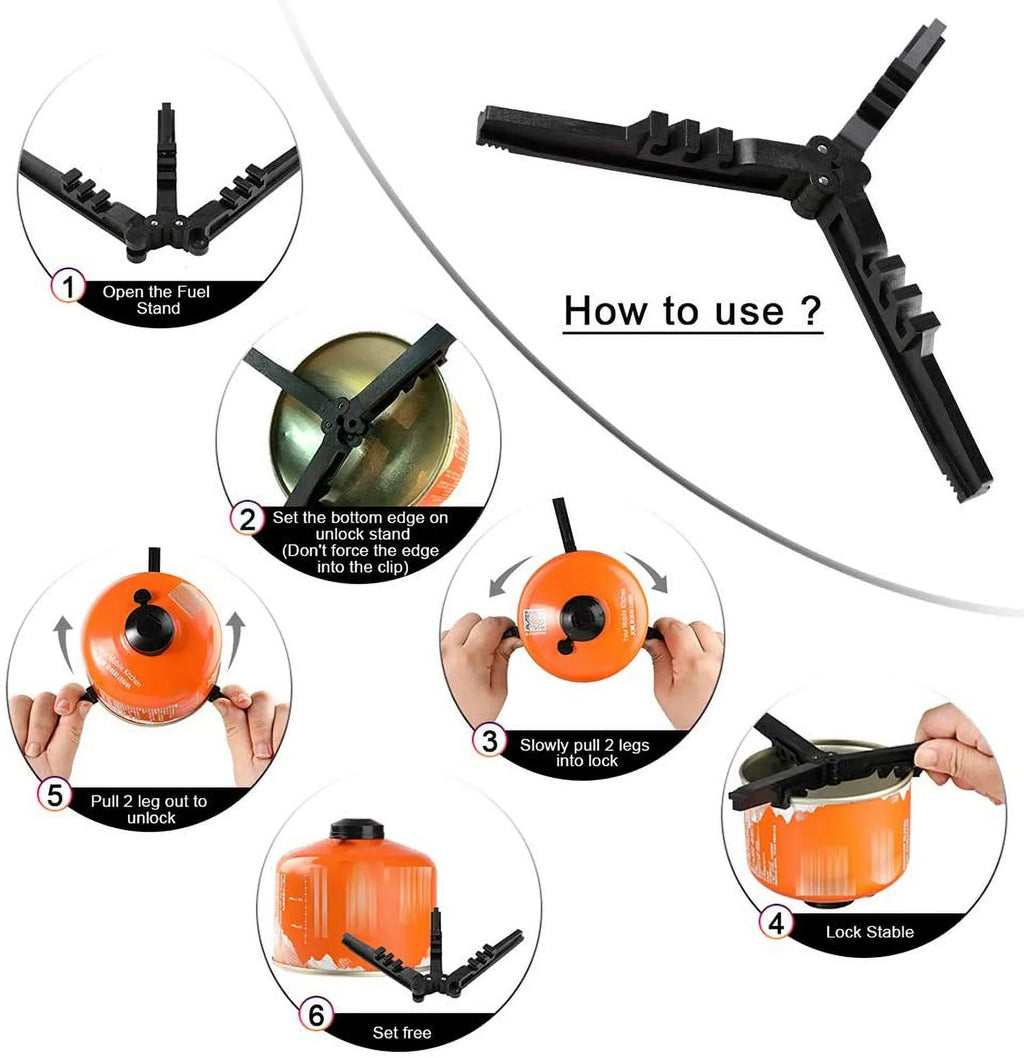 Bracket, Cylinder Caudblor Compact Universal Canister Tank Footrest Tripod Can Outdoor Stand, Stove for Butane Plastic Folding Stoves, for Cartridge Stabilizer Gas Fuel Camping Upgrade Hiking Holder,