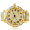 Watch W/Date Khronos Face Diamonds Jojino Roman Rodeo Jojo Tone Gold Joe Yellow Custom Simulated Function