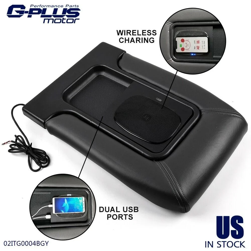 Chevy 1999-2007 Console Tahoe Suburban Lid G-Plus Silverado for Fit GMC Gray Center Sierra Yukon