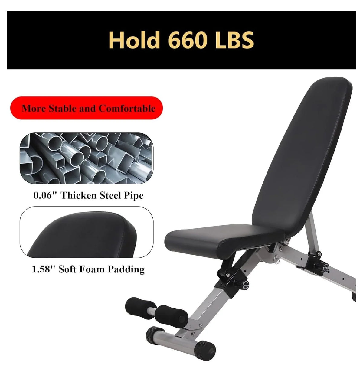 Strength Bench Full Workout Home Decline Bench Gym Press Foldable Bench Adjustable for Training for Weight Incline Body,