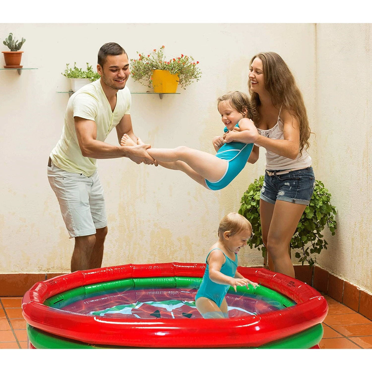 Pool Kiddie Inflatable Hoovy 3 53 Gallon Inch Ring Swimming Set Watermelon 59