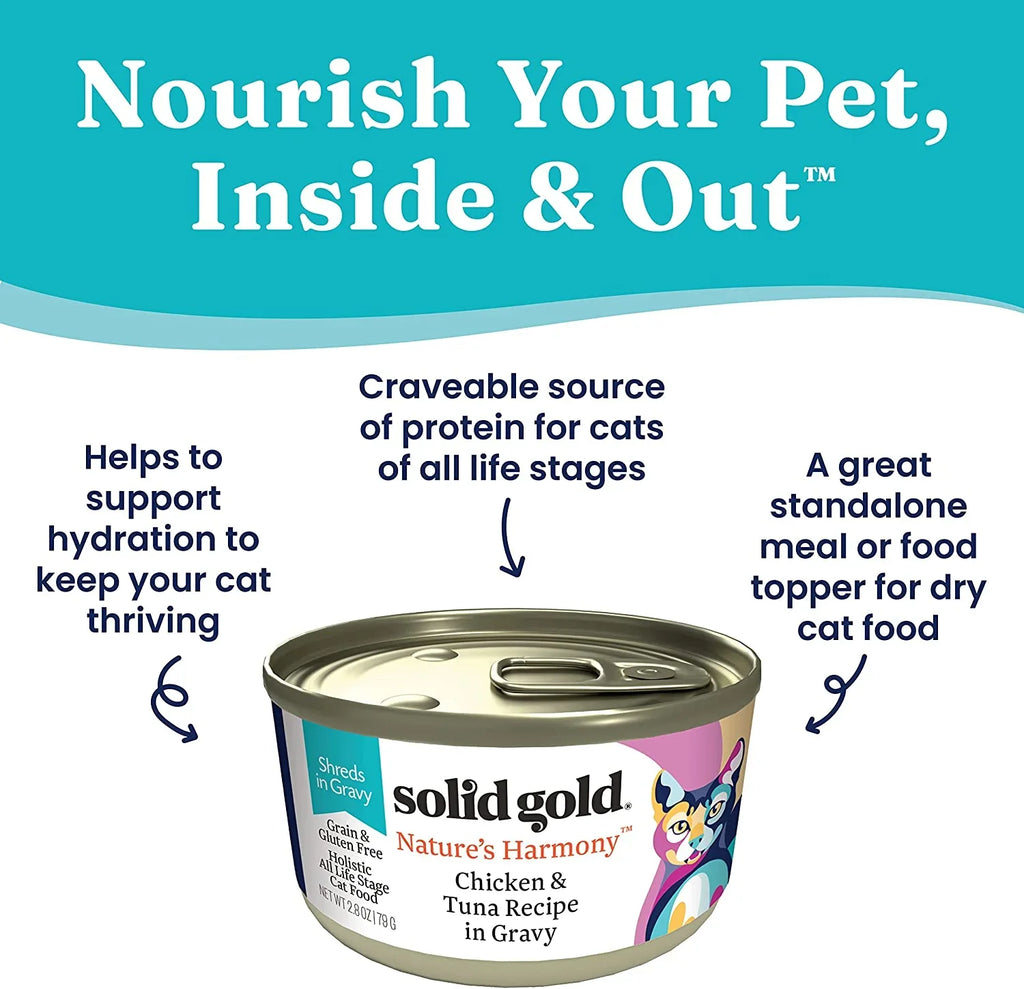 Nature's Wet Support Gluten Health Tuna & Shreds Grain Free Sensitive Gold Wet in for & Cat - - & - Canned Digestive Food Pack with Gravy Chicken Harmony Cat Food 24 Solid Real Food Stomach Made Cat