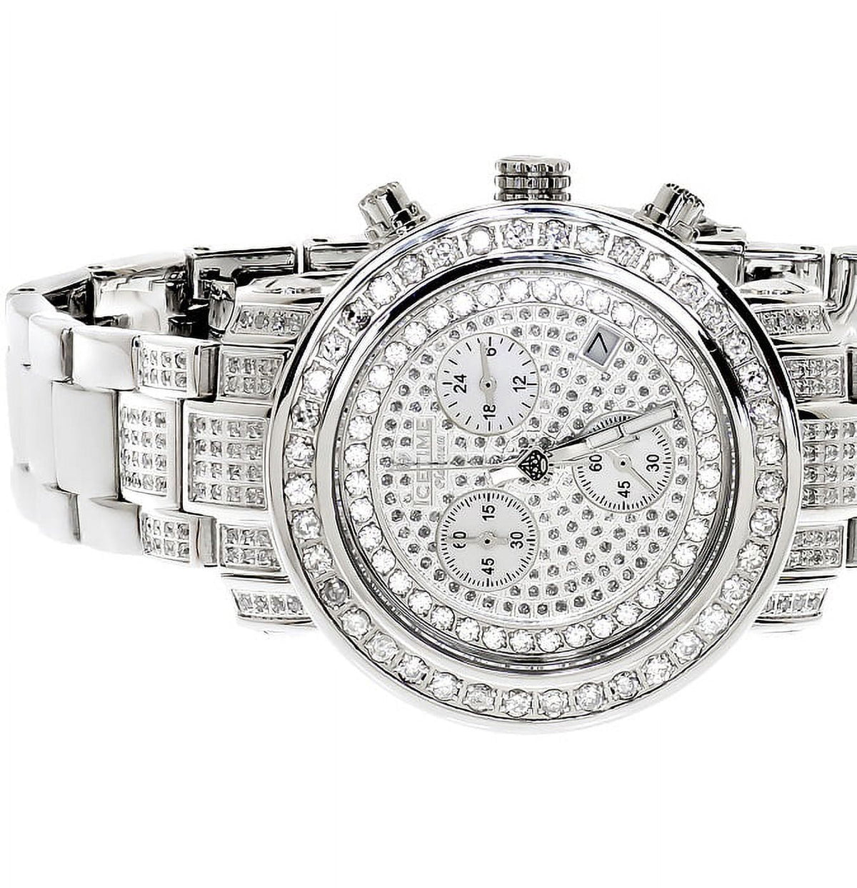 01(3 Ladies Diamond White Icetime Watch PT Platinum ct)