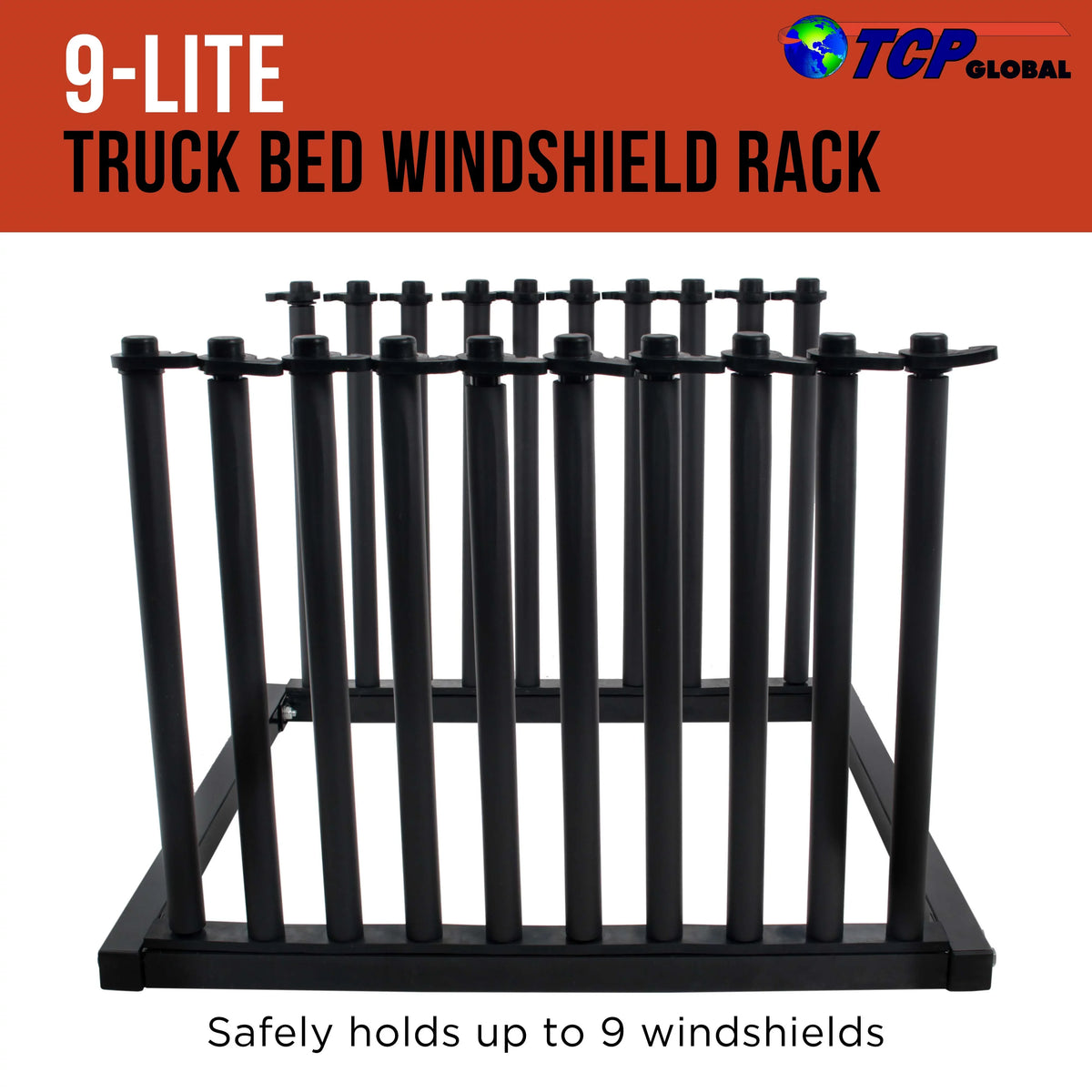 Windshield Protection Locks 9 TCP Slot Management Truck Replacement Window Glass Auto Rack Cargo Mast Holder - 9-Lite Pads, Windshield Bed Global Mobile Rubber Safety Rack - - Foam