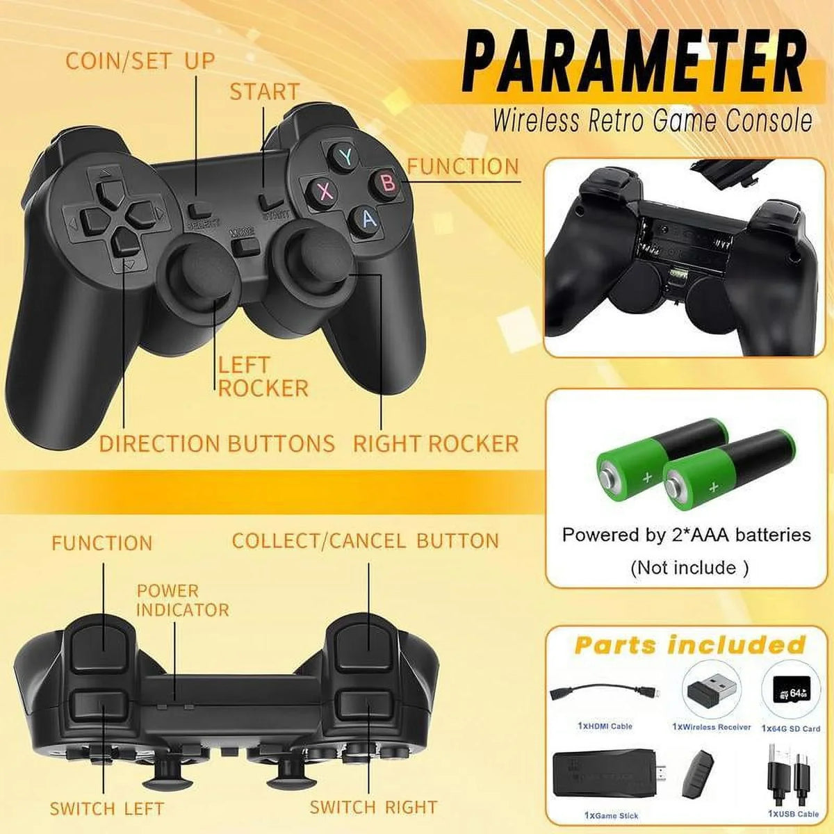 Game 4K and Cards HDMI ps5controller Retro PlayVideo in - 20,000+ playstation5 Game Games Video Plug Retro 64G Output Stick Built Game,4K Stick, Games, Retro Console Wireless Game