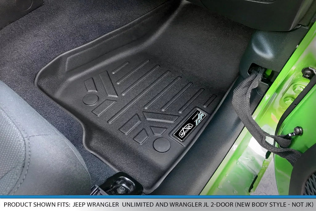 2 with Set Storage Liner Black Custom SA0316-B0459 Underseat Rear Mats Fit Gladiator, Smartliner Jeep Floor 2020-2023 Row Lockable for