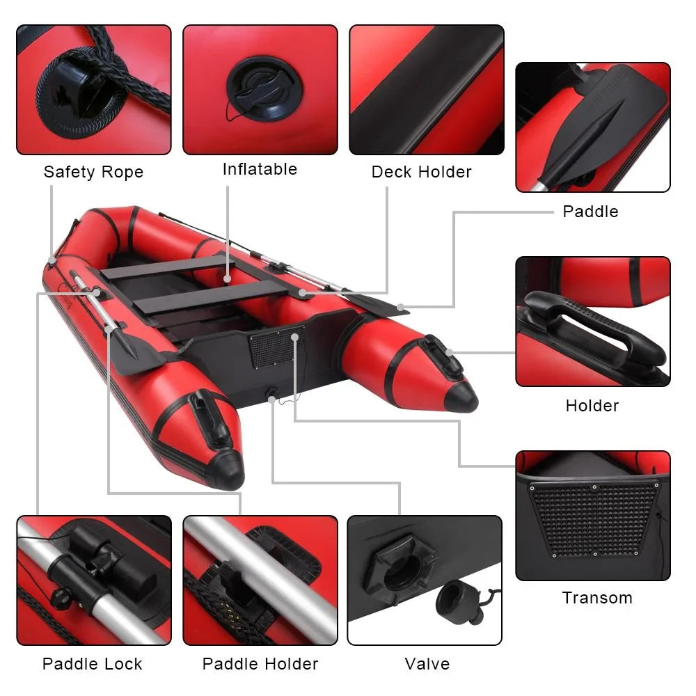 Inflatable Red Fishing Campingsurvivals PVC Boat 10ft Assault