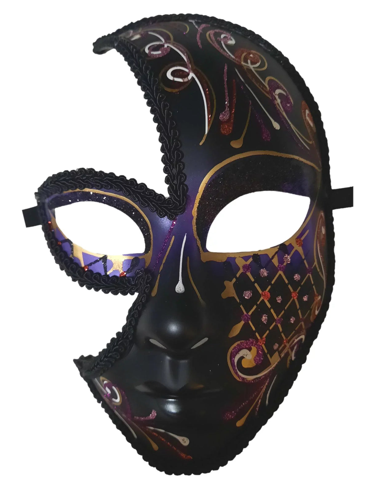 Fancy Red Masquerade Mask Black Out Full Cut