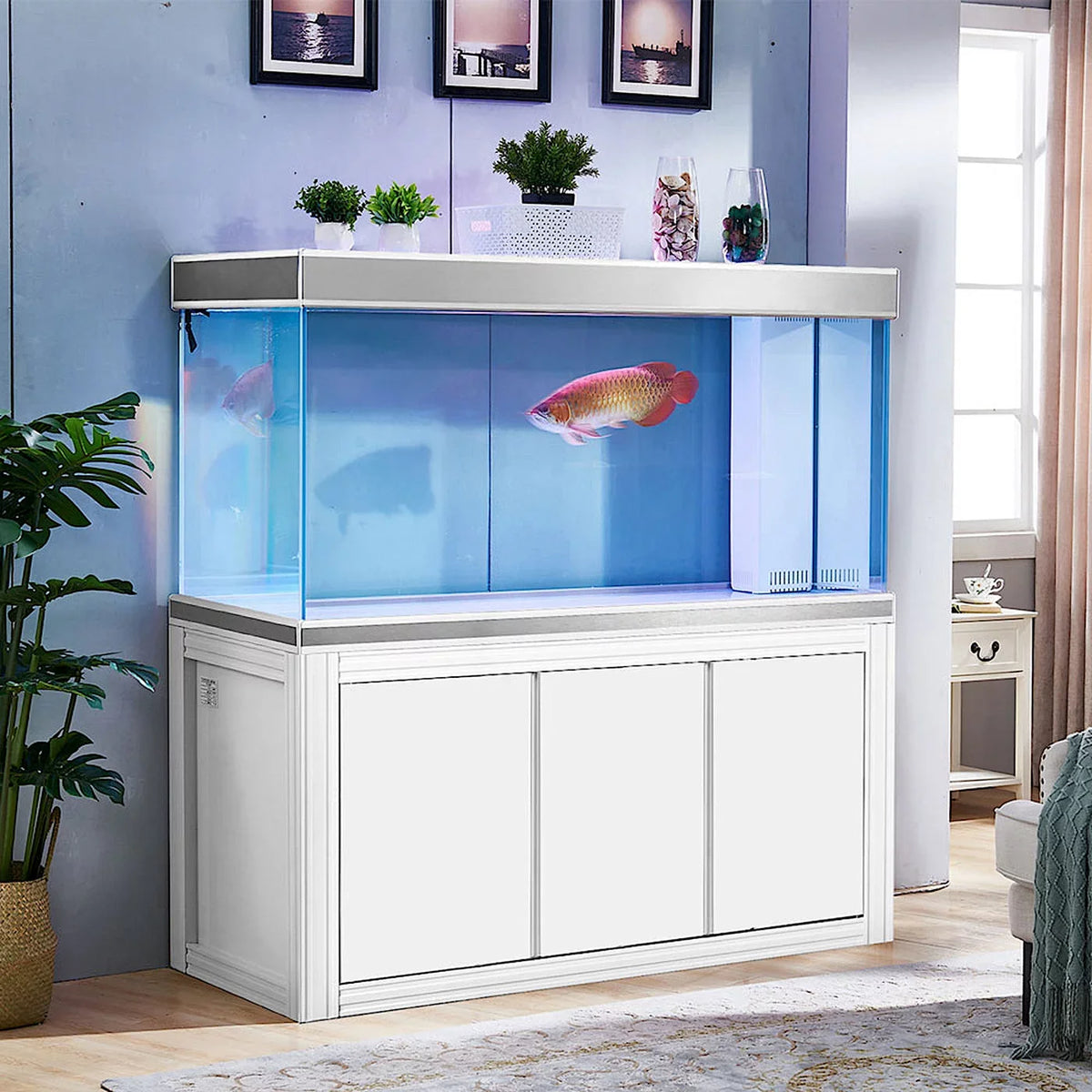 White Silver 145 Glass Aquarium Aqua All-in-one and Gallon Dream Tempered