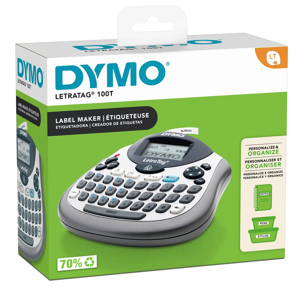 Includes Maker, Print on White Label Paper Label Black QWERTY LetraTag DYMO 100T