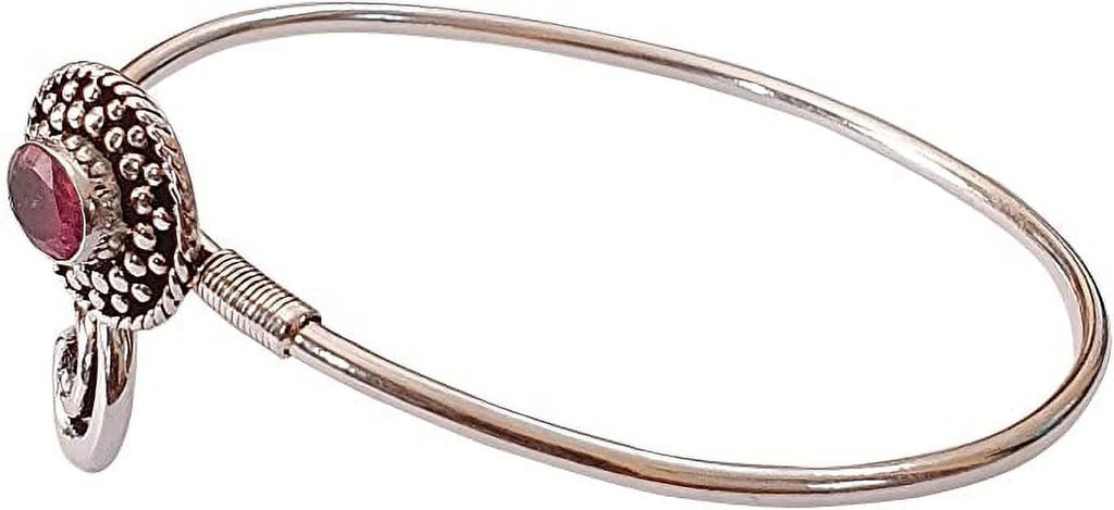 Silver Fashion Boho Tourmaline Jewelry Designer Modern Party Natural Design Bohemian Bracelet, Cuff Bracelet Plated Women, Gemstone Tribal Pink for Handmade