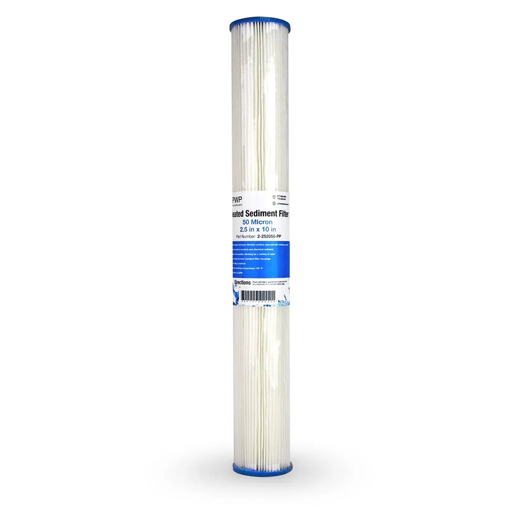 Poly Cartridge 50 2.5x20" Water Pleated micron Pack Filter Sediment 25