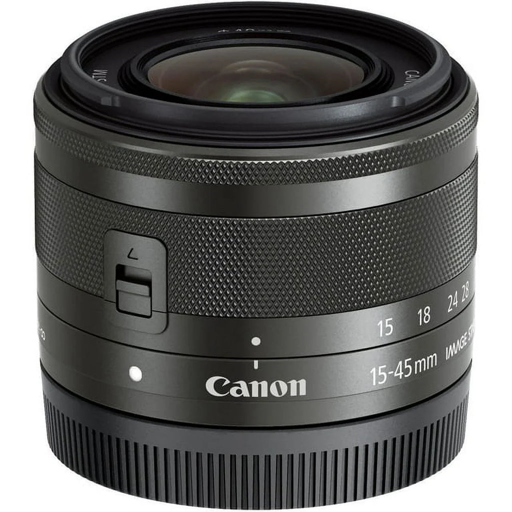 Bundle - 15-45mm Canon EF-M f/3.5-6.3 Lens BuzzPhoto IS (Graphite) STM Basic