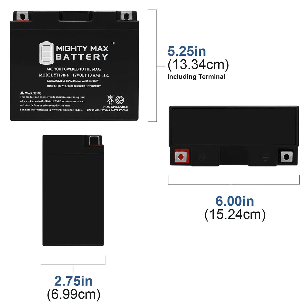 YT12B-4 V for Yamaha 12V 10Ah 15-17 XVS650 Replacement Battery Star