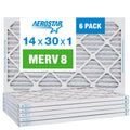 Filter, MERV Aerostar Pack Air Furnace 14x30x1 AC Filter, Pleated Air 6 8