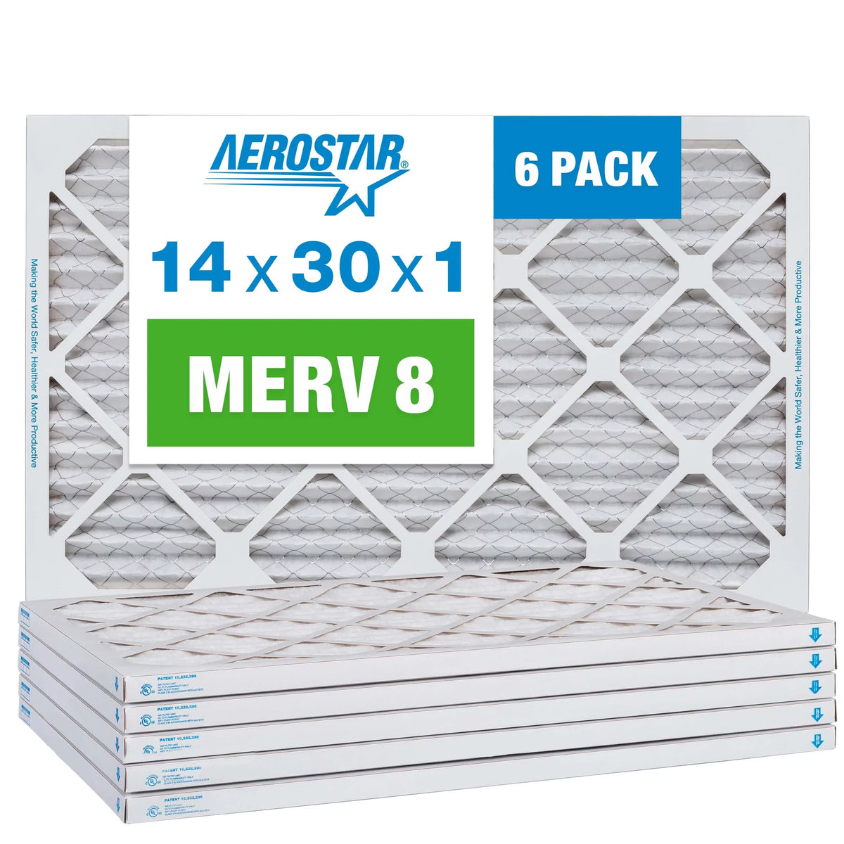 Filter, MERV Aerostar Pack Air Furnace 14x30x1 AC Filter, Pleated Air 6 8