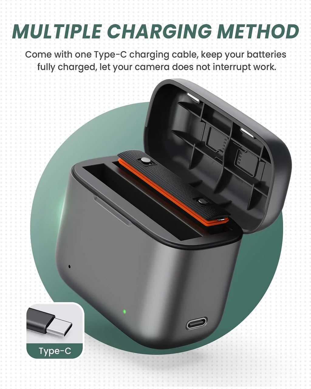 1800mAh Charging Misro High One Card & Channel Station Slots Battery x3 Station Capacity, for with SD Battery Insta360 Charger 2 Camera