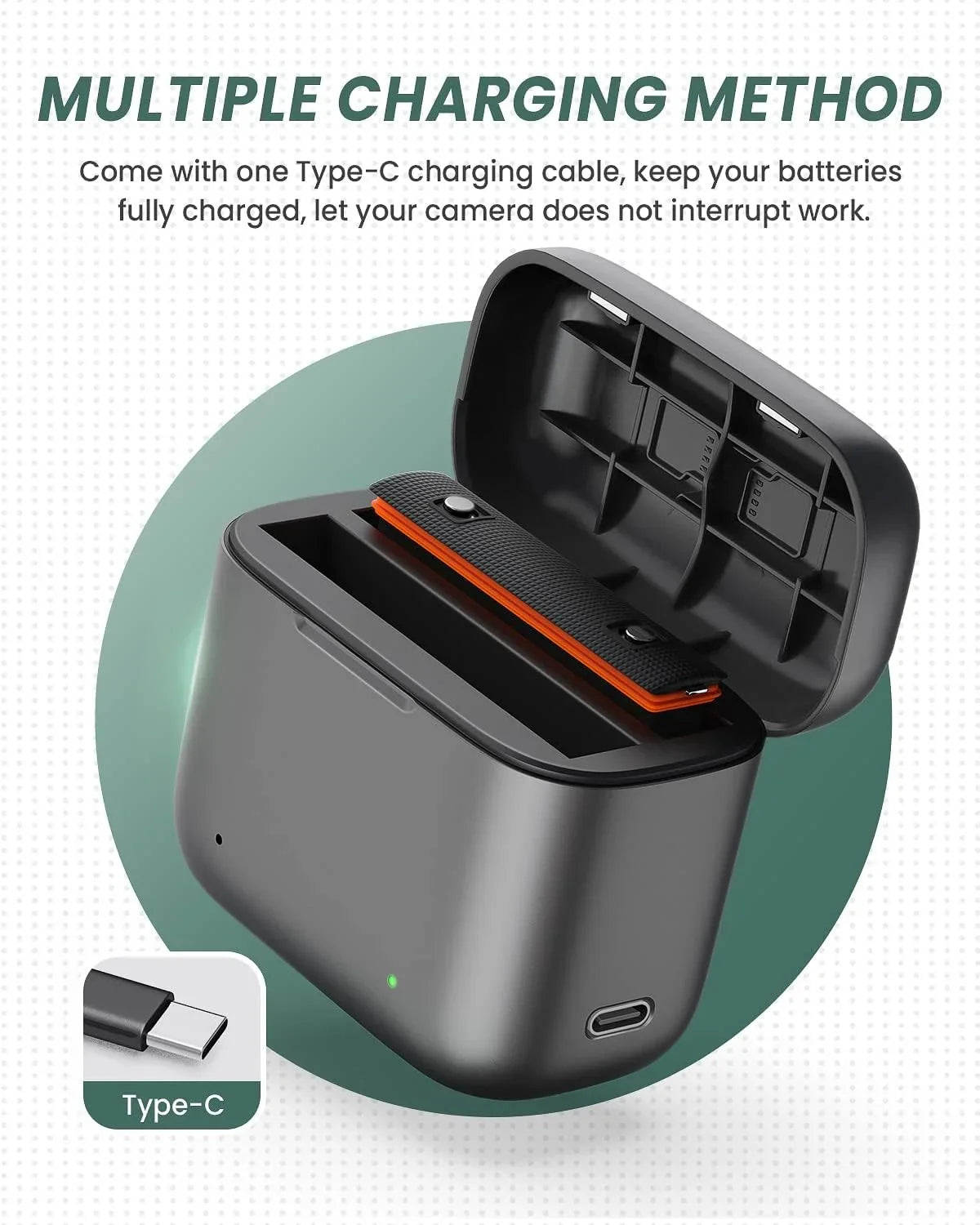 1800mAh Charging Misro High One Card & Channel Station Slots Battery x3 Station Capacity, for with SD Battery Insta360 Charger 2 Camera