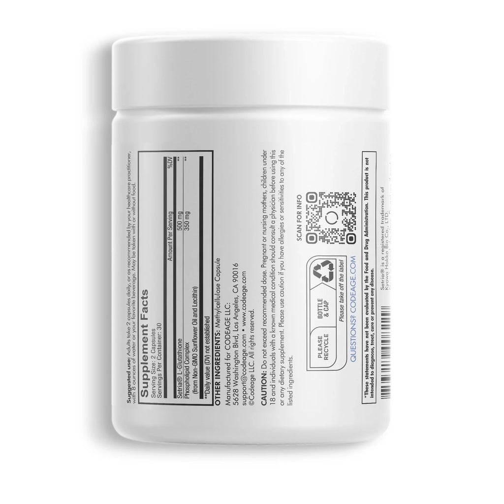 Glutathione, Non-GMO, 60 Codeage Liposomal ct Complex, L Phospholipid Capsules, Setria® Vegan, Glutathione