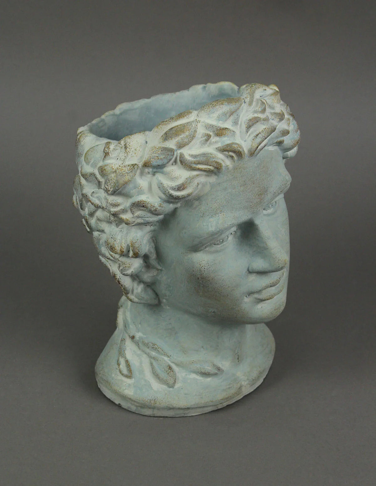 x, Warrior in x in Cement Planter 7.25 9.25 Bust Mayrich Gray 6.75 Greek in