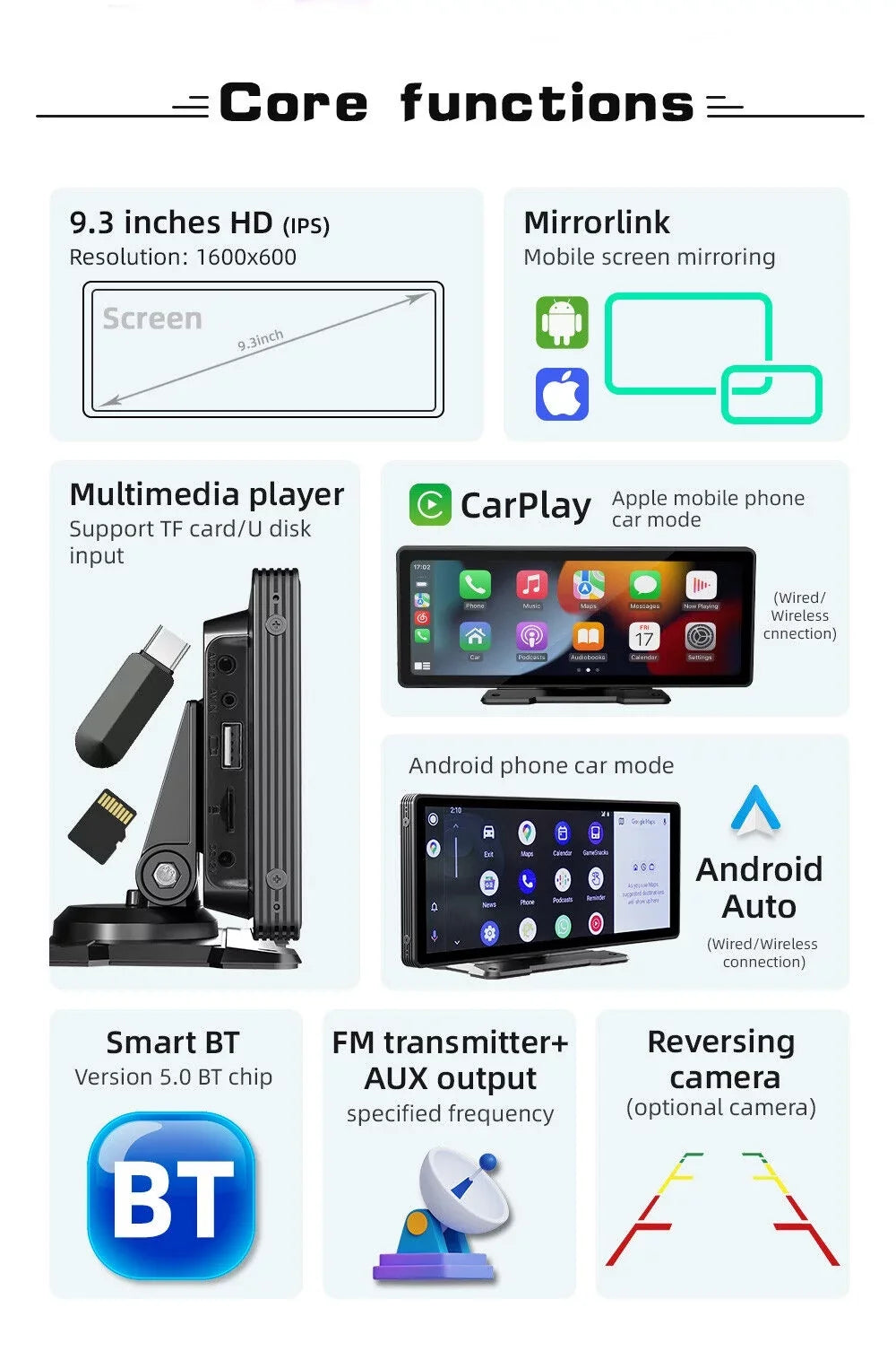 Control,AUX Link, Portable & Radio Android Cable Vehicles Car 10.26" Stereo Car Wireless Bluetooth5.0, Voice Navigation, Apple Touchscreen, CarPlay Maps Mirror Auto,
