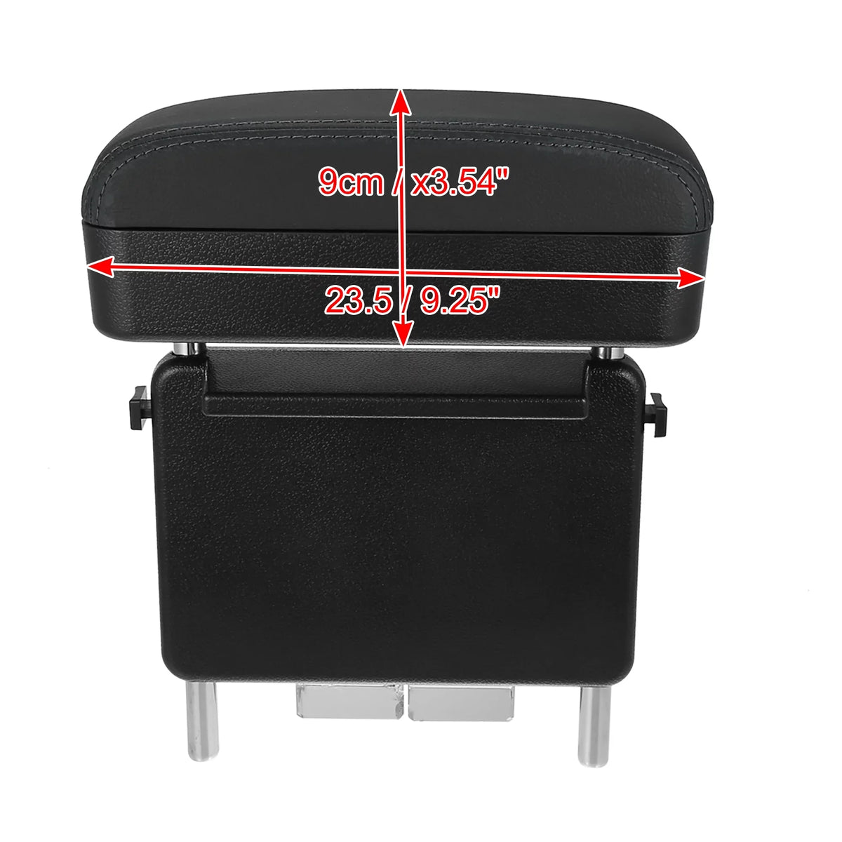 Box Seat PU Leather Organizer Car Gap Box with Armrest Armrest Armrest Adjustable Line Black Center Storage Black