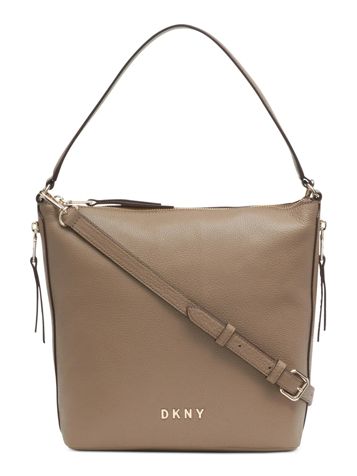 Leather Strap Handbag Hobo DKNY Brown Women's Adjustable Purse