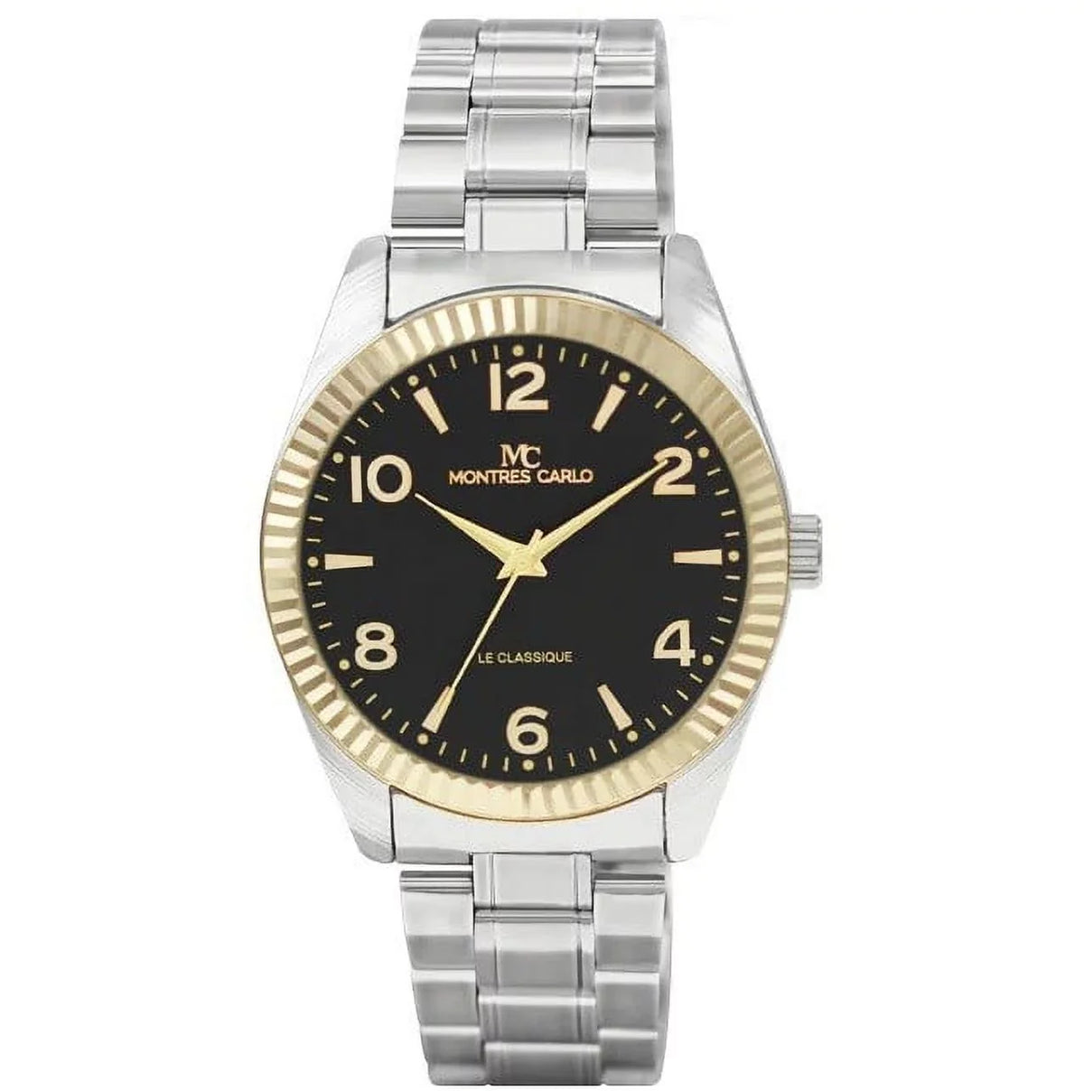 Men's Luxury (Two-Tone/Black) Watch Fashion 43mm Analog Wrist Quartz Carlo Sport Dress Montres