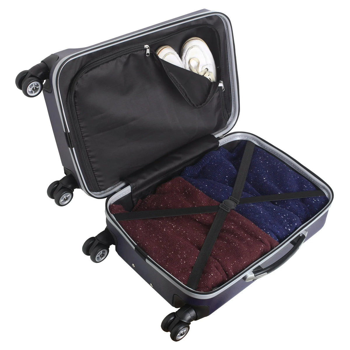 MOJO Luggage Tech Red Hardcase Carry-On Spinner 8-Wheel Raiders 21" Navy Texas