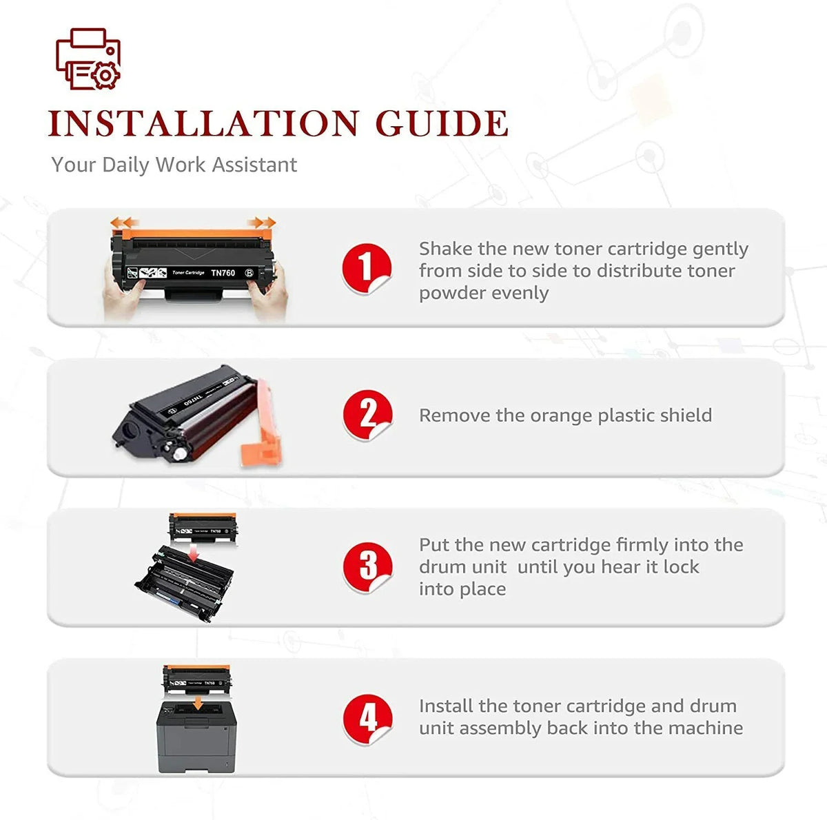DR730 Unit Compatible Printer for pack) Drum brother Toner(2