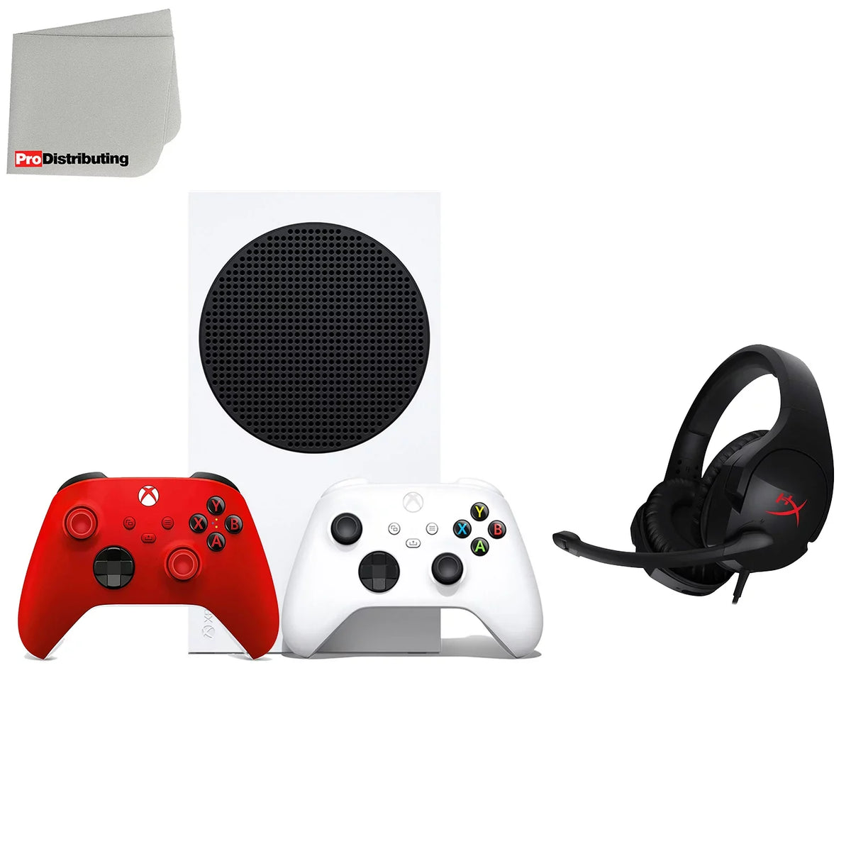 Microsoft Cloth Headset with Red Console Cloud and - All-Digital Stinger Wireless Pulse Microfiber Video S 512GB Xbox Cleaning Game Series - HyperX Gaming Extra Controller