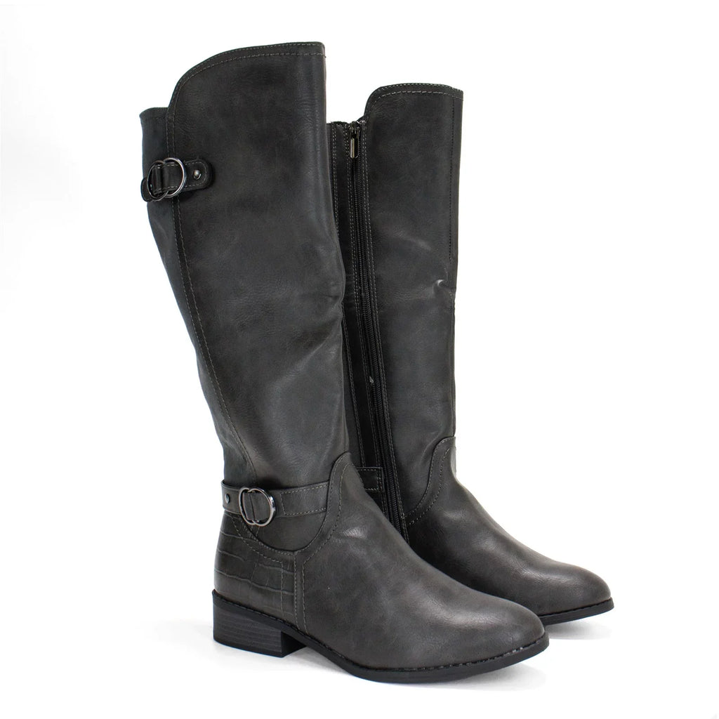 Extra Leandraa M Calf Riding Grey,8 Wide Karen Boot, US Scott Women's