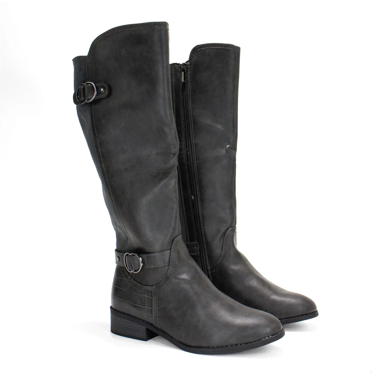Extra Leandraa M Calf Riding Grey,8 Wide Karen Boot, US Scott Women's