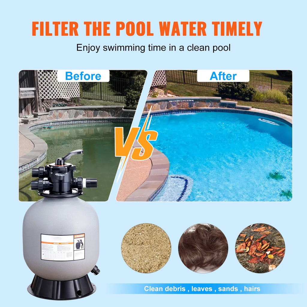 with Sand Filter Pool Valve BENTISM 7-Way Filter 19" Above Inground Sand Swimming