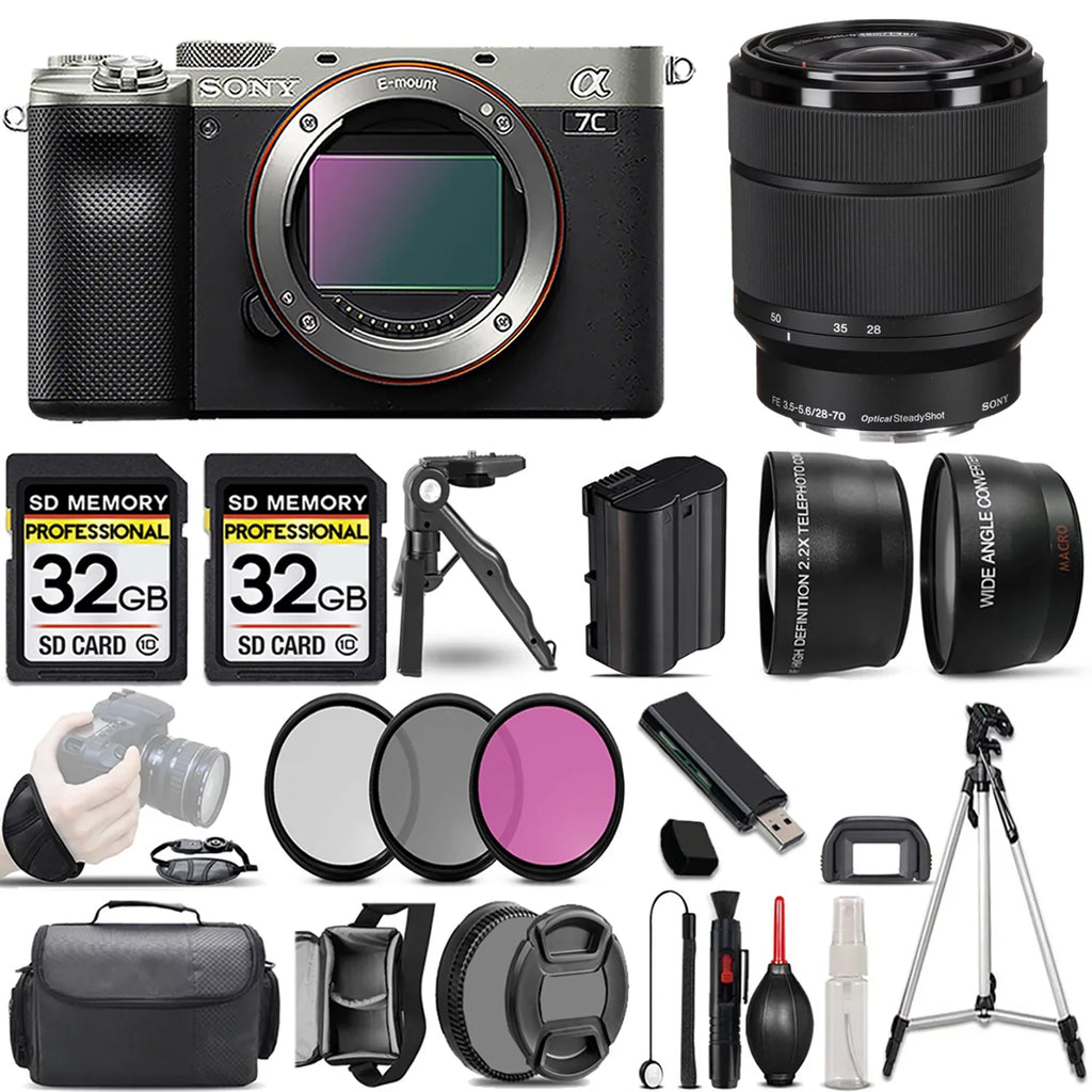 PC Lens (Silver) OSS +28-70mm f/3.5-5.6 Sony +3 Camera Filter a7C +64GB