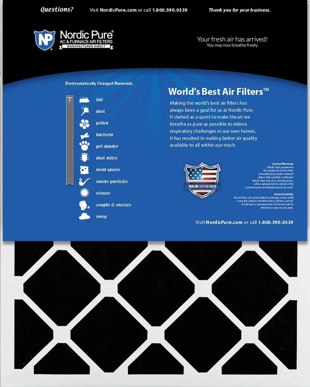 Pack Carbon Nordic 7 3 Pure Plus MERV Pleated 18x25x2 Filters Air