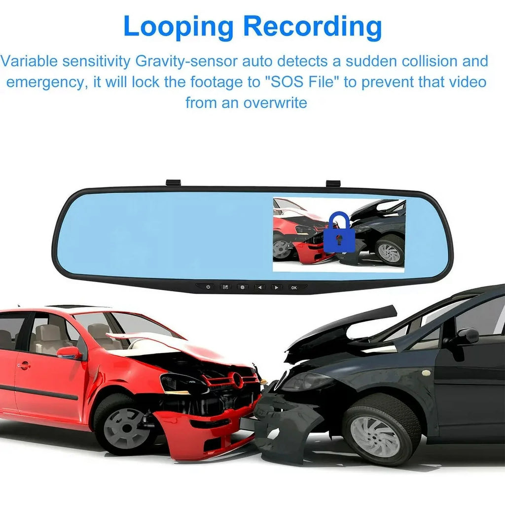 for 170°Wide 1080P Motion Car Night Detection Dash Rear Camera Cars Front 4.3" Parking Cam DVR Trucks, Car G-sensor, Monitor, Rearview Vision, Cam Mirror Dual Angle Monitor, Lens