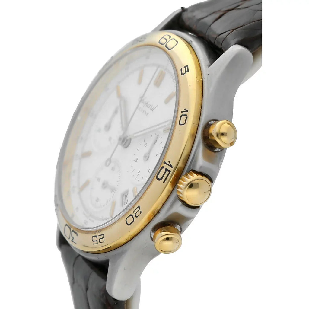 Tone W/B Quartz Gold/Steel Chopard Two Men's Chronograph 18K 8144 Classic Watch