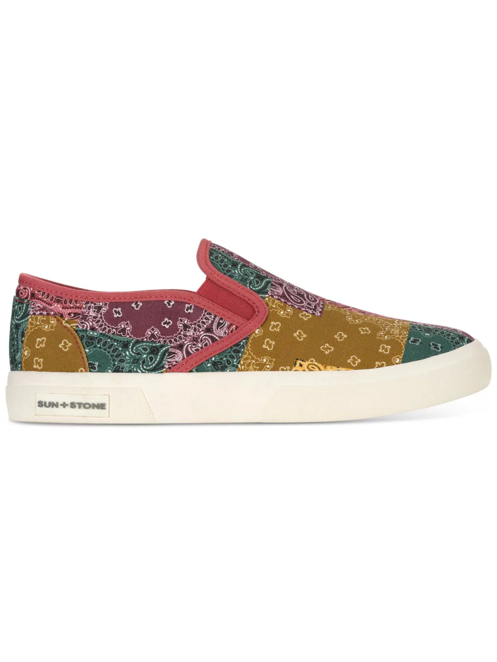 On STONE Reins Toe 7 SUN Sneakers Mens Slip Goring Platform Red Padded Bandana Shoes Round