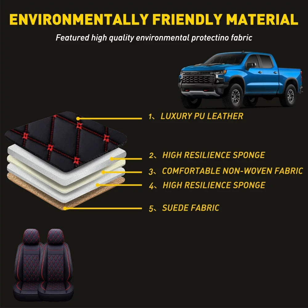 3500 Black-Red) Cab Sierra 1500/2500 for Silverado Covers Crew,Double,Extended HD Car Full Seat 2007-2023 Set HD GMC Set, / Truck(Full or Fit Pickup