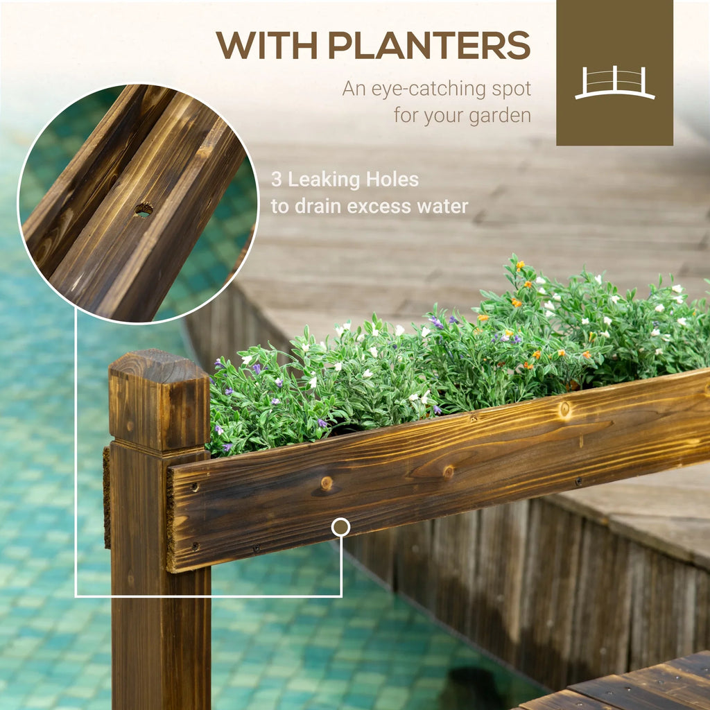 with Garden Wooden Footbridge Arc Finish Outsunny Planters, Bridge Stained