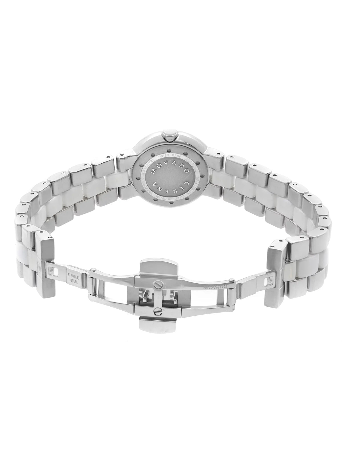 Movado Steel Ladies Diamond Ceramic White Cerena Quartz Bezel 0606931 Watch 28mm Pre-Owned