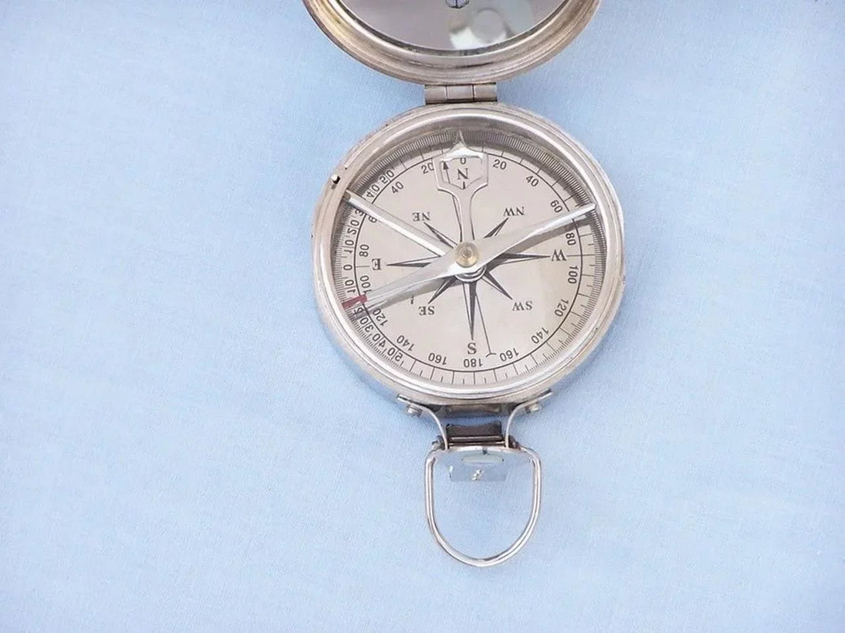 Circular Pocket Polished) (Nickel Black Wooden 4" Compass With Box