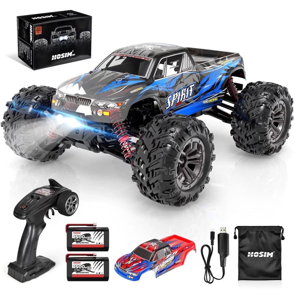 Control Vehicle Off-Road High with Trucks kmh Boy RC 1:16 Hosim All for Terrian 36+ Scale Radio 2 Monster Cars Batteries Adults - Waterproof RC for 4WD Electric Speed Trucks RC