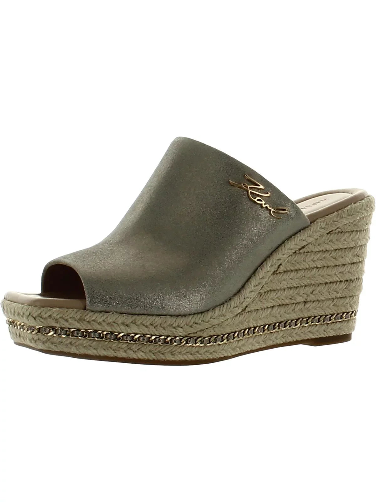 Leather Womens Corissa Karl Wedge Sandals Lagerfeld Slides Paris